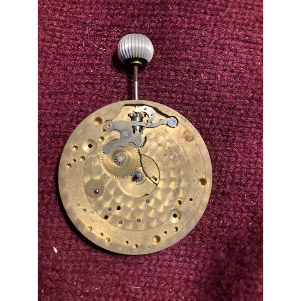 Vintage Pocket Watch Movement Mechanical Manual Brass Crown For Parts Repair